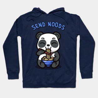 Kawaii Panda Eating Ramen Send Noods Funny Kawaii Panda Blue Hoodie